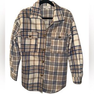 Women’s Plaid Long Sleeve Shacket- No Comment Size Medium NWOT